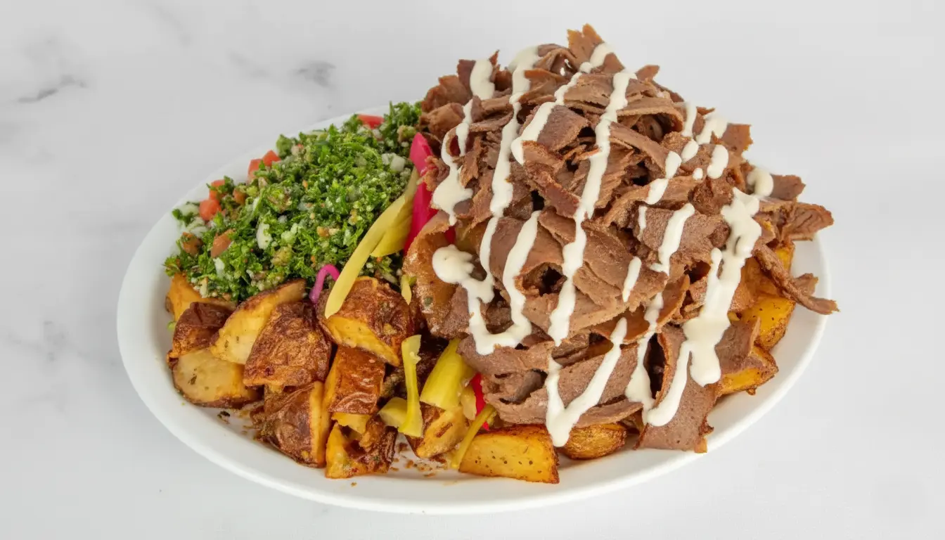 Garlic Potatoes served with donair and shawarma at Donair & Shawarma House West Edmonton